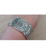 Silver Plated Curved Shaped Armor Link Bracelet, Armenian Bracelet  - $53.25 CAD