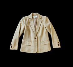 Orvis Women’s Tan Wool Camel Hair Single Button Lined Blazer Jacket Sz 6P - $55.24