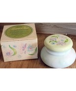 Vintage Avon Skin Softener Porcelain Round Trinket Jar With Floral Lid B... - $11.67