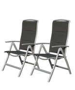 Patio Folding Reclining Chairs Set of 2, Aluminum, Padded Outdoor, Gray - €182,41 EUR