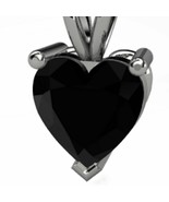 .75ct Black Heart Cut Diamond Alternatives Solitaire Pendant Necklace 14... - £38.67 GBP