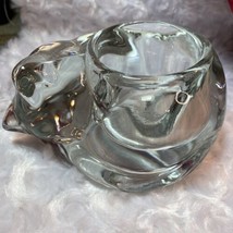 Vintage Sleeping Kitty Cat Votive  Candle Holder Indiana Glass Fits 2&quot; C... - $11.29
