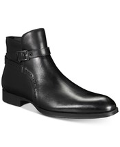 Men Black Rounded Buckle Strap High Ankle Genuine Leather Handmade Boots US 7-16 - £125.33 GBP