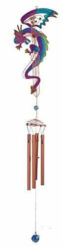 Ebros Purple &amp; Blue Dragon Gem Copper Tube Wind Chime, 42&quot; - $25.99
