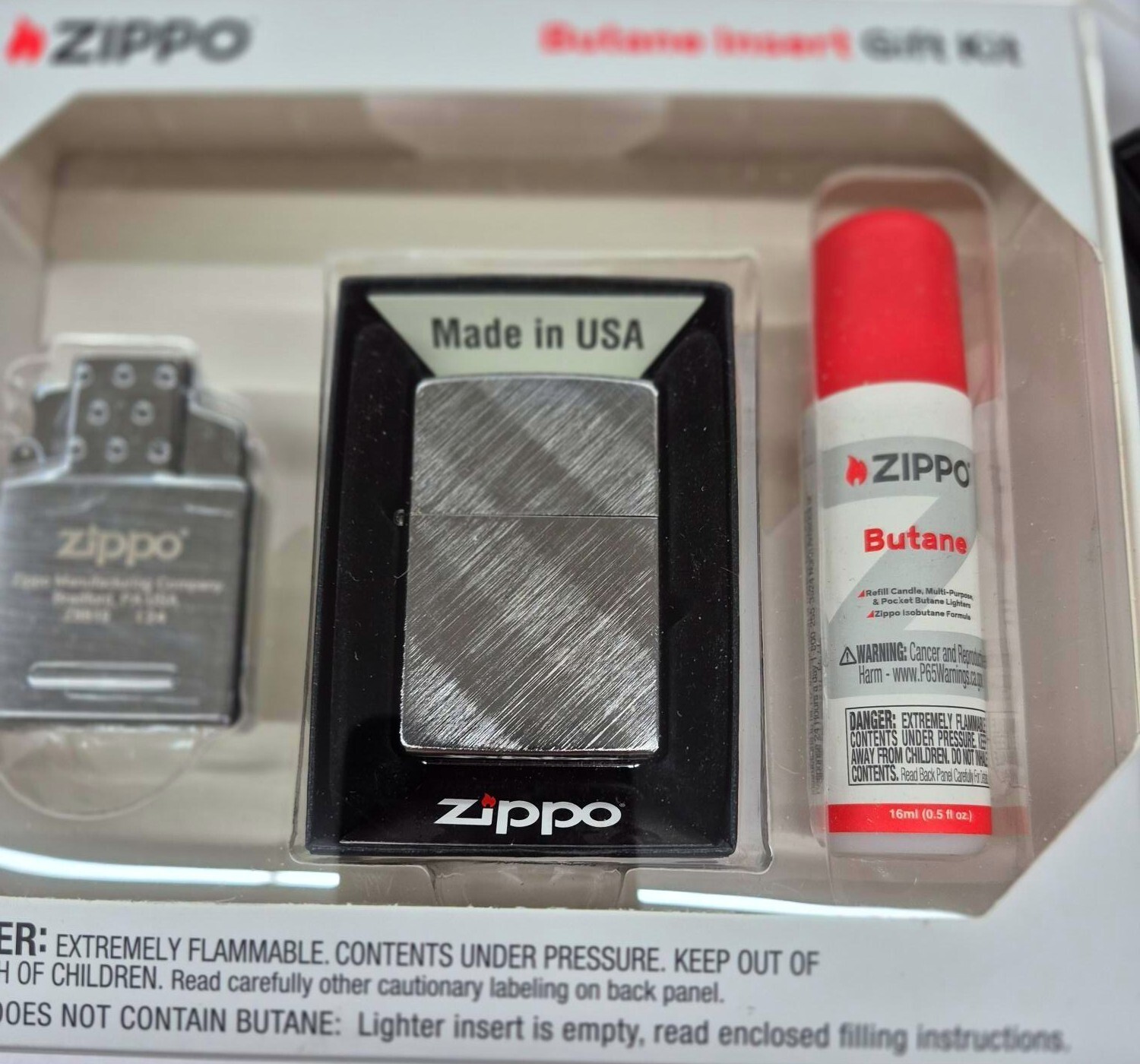 Rare Chrome Diagonal Weave  Zippo Lighter Gift Kit - $33.20