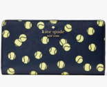 Kate Spade Staci Large Slim Bifold Navy Blue Tennis Balls Wallet KE497 N... - $64.34