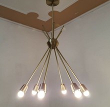 Decorative Mid Century Down Direction 6 light Chandelier Made From Heavy Brass - £298.07 GBP