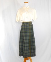 Vintage Yves Saint Laurent Designer Skirt Plaid Pleated Vintage Skirt Size 10 - £99.90 GBP