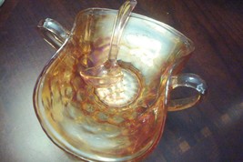 Carnival Glass Server Amber Bowl With Spoon Original [Royala.] - £27.69 GBP