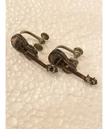 vintage morse earrings violin screw on sterling 925 signed - £66.18 GBP