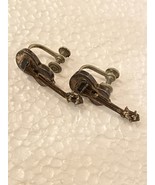 vintage morse earrings violin screw on sterling 925 signed - $1,585.87 MXN