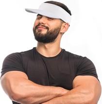 Visor Sun Plain Hat Sports Cap Stretchable White - £6.85 GBP