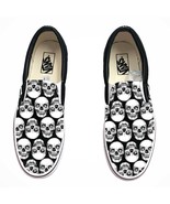 Skull Pattern Black Slip On Vans - Men&#39;s And Women&#39;s Shoes - $169.00