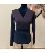 NWT Monki Leah Knitted Ribbed Brown Wrap Cropped Cardigan Boho - $33.54 CAD