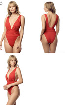 envya NWT women’s M orange plunging neck halter one piece swimsuit R11 - £12.75 GBP