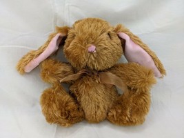 Dan Dee Brown Rabbit Plush 7 Inch Pink Ears Stuffed Animal Toy - $8.95