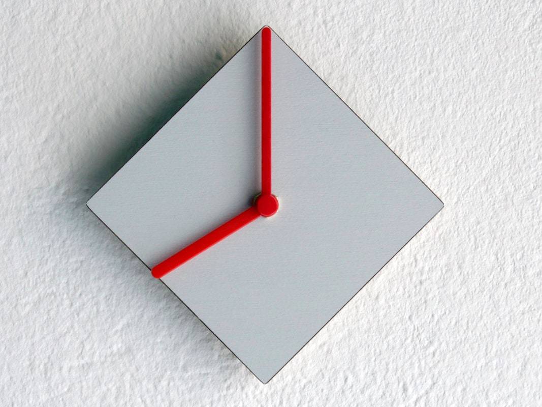 6&quot; Light Grey Tiny Rhombus Wall Clock, Silent Geometric Design, No-Ticki... - $21.00