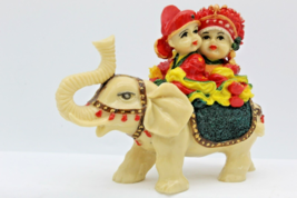 Bride Groom Riding Elephant Figurine Strength Wisdom Wedding Gift Resin Chinese  - £18.21 GBP