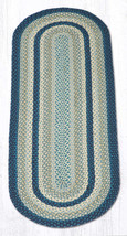 Earth Rugs C-362 Breezy Blue Taupe  Oval Braided Rug 2&#39; x 6&#39; - £85.27 GBP