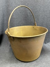 1800’s Antique Brass Pot Pail Bucket Americana Decor HW Hayden Q12” Diam... - £73.53 GBP
