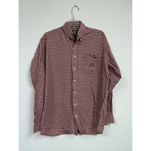 Cinch Long Sleeve Button Up Shirt Mens S Red White Plaid Cotton Western - £15.95 GBP