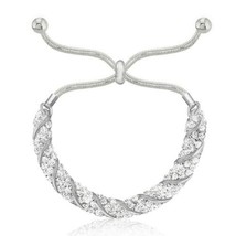 Crystals By Swarovski Slider Bracelet Sterling Silver Overlay Up to 9 In... - £35.46 GBP