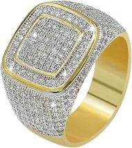 3.00 Ct Round Cut Diamond Cluster Men&#39;s Wedding Ring 14k Yellow Gold Finish - £103.60 GBP