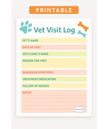 Vet Visit Log Printable – Track Exams, Meds & Notes | Pet Health PDF - $6.99