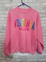 Women Crewneck Pullover Sweatershirt Pink Virginia Beach VA Rainbow Jewe... - $40.76 CAD