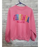 Women Crewneck Pullover Sweatershirt Pink Virginia Beach VA Rainbow Jewe... - $40.92 CAD