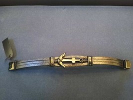 Acero Negro Ancla Polipiel Negra/Acero Pulsera Ser Un Rockstar Nuevo - $9.90