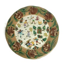 Lesal Ceramics Studio Pottery California Hand Painted Skiing Winter Sports Plate - £33.28 GBP