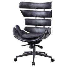 Megan Office Chair, Vintage Black Top Grain Leather &amp; Aluminum - $1,403.00