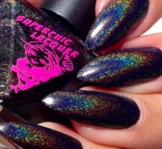 Set Of Painted Black Holographic Galaxy Stiletto False Nails - £6.33 GBP