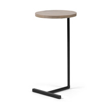 Brown Wood Round Top Accent Table With Black Iron Base - $282.49