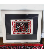 Vtg Crotched Swiss? Alphorn Couple Art Layout Retro Black White Red Fram... - £22.34 GBP
