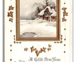 Glad New Years Ivy Border Framed Landscape Arts and Crafts  DB Postcard A16 - £3.91 GBP