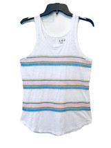 Ann Taylor Loft Vintage Soft Womens M White Multi Embroidered Striped Tank Top - £13.40 GBP