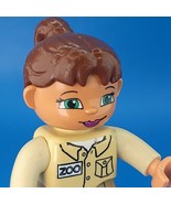 Lego Duplo Zoo Keeper Female Girl Brown Hair Ponytail Figure Minifigure - $9.89