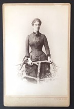 Antique Cabinet Card Lovely Lady Standing at Fence Cinched Waist T. Prumm Berlin - £14.09 GBP