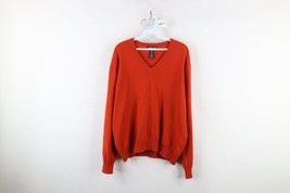 Vtg 90s Lands End Womens Large Blank Soft Cashmere Knit V-Neck Sweater Orange - $84.10