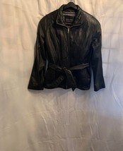 EUC Wilsons Black Leather Zip Front Belted Thinsulate Jacket - £50.49 GBP