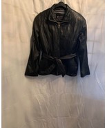 EUC Wilsons Black Leather Zip Front Belted Thinsulate Jacket - £48.10 GBP