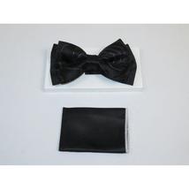 Men Formal Award Bow Tie Hankie Insomnia by Manzini Floral MZS303 Black Gold image 2