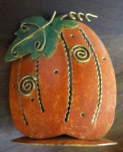 Vintage Halloween Metal Jack O Lantern Pumpkin Votive Candle Holder - £12.50 GBP