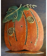 Vintage Halloween Metal Jack O Lantern Pumpkin Votive Candle Holder - £12.43 GBP