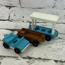Vintage Fisher Price Little People Zoo Trolley Blue White Brown - $11.88