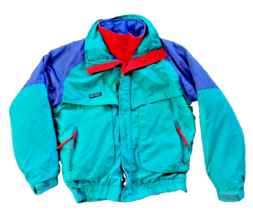 Vintage 90s Columbia Powder Keg Jacket Size Medium Double Layer Teal Red Ski  - £39.96 GBP