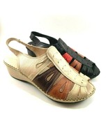 Bonavi Reina Leather Low Wedge Slingback Open Toe Sandals Choose Sz/Color - £51.87 GBP