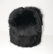Black Emerald Fur Muff Hand Warmer with Wrist Strap - £110.57 GBP